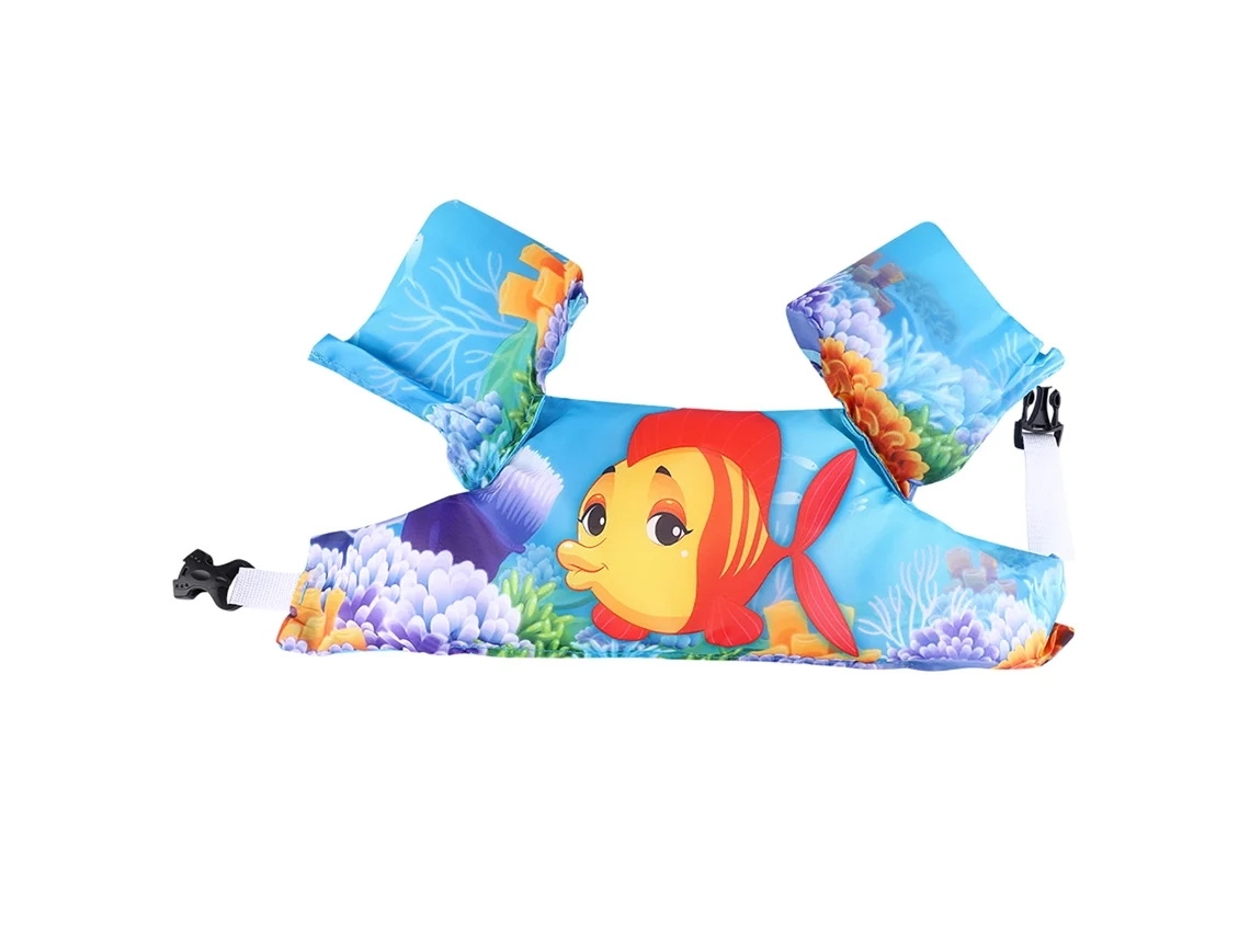 Chalecos salvavidas inflables Vylara para niños con estampado de peces dorados y mangas flotantes de seguridad