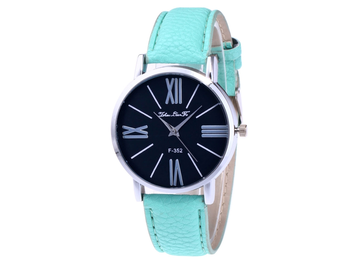 Reloj De Pulsera De Negocios Para Mujer En Aleación Con Esfera Redonda, Movimiento De Cuarzo Analógico, Color Verde Claro.