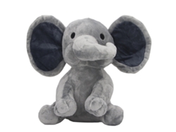 Peluche de elefante suave, esponjoso, seguro y multiusos para niños, 25 cm, gris.