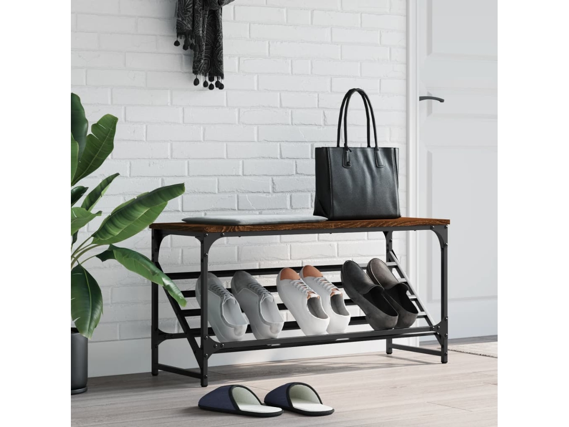 Mueble Zapatero | Armario Zapatero Madera De Ingeniería Marrón Roble 90x30x45 Cm