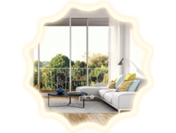 Espejo de Pared LED 60 X 60 cm, Espejo con Borde Ondulado y Luces de 3 Colores, Antivaho y a Prueba de Explosiones COSTWAY