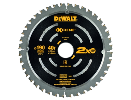 DEWALT DT4394-QZ - Hoja de sierra circular para suelos compuestos 190mm
