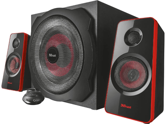 Altavoces 2.1 Trust gaming gsp421 120w max. 60w rms subwoofer madera 40w conjunto de 120 blackred set 60 10 2020000