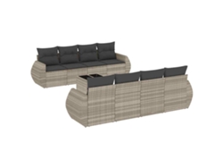 Conjunto 9 muebles jardín VIDAXL y cojines ratán sintético gris claro