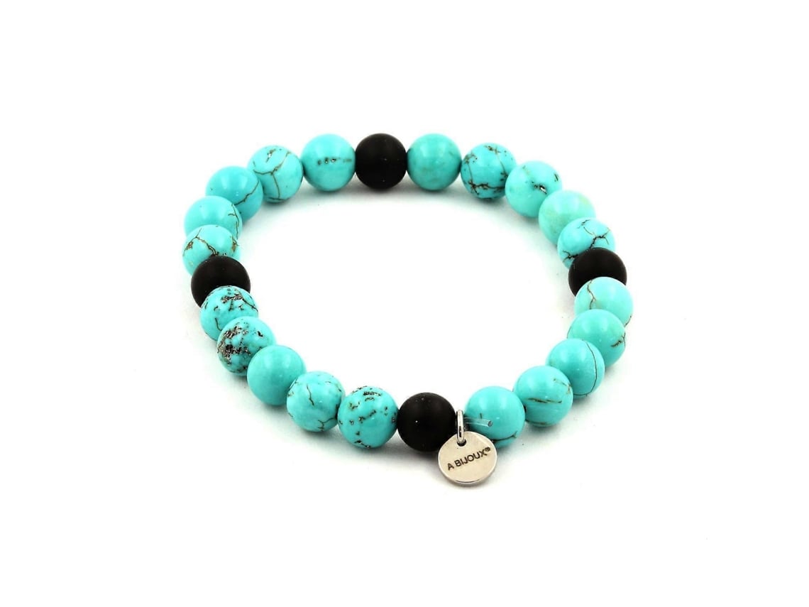 Pulsera con cuentas de turquesa y ónix negro mate, 8 mm, Nostalgia88