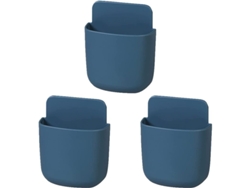 Soporte De Pared Para Control Remoto (no Requiere Perforación), 3 Unidades, Organizador De Carga Y Almacenamiento Para Teléfonos Celulares, Azul