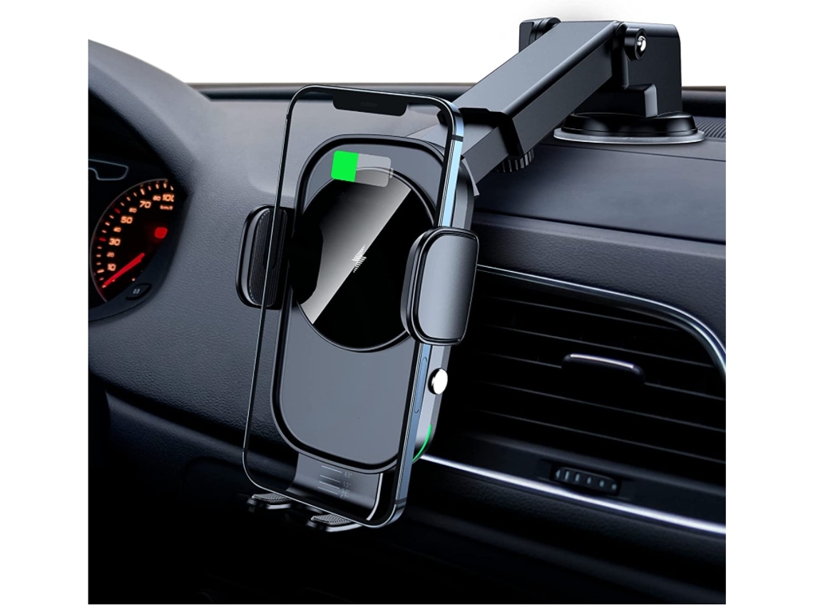 Cargador Carro Fast Qi Sem Senso Eletromagnético Sensor YIZHOOD Negro