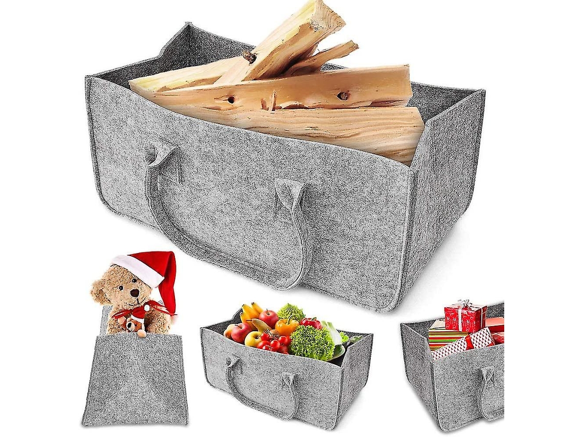 Bolsa de fieltro, cesta para leña, soporte para periódicos, cesta de almacenamiento de alta calidad para transportar mucha leña.
