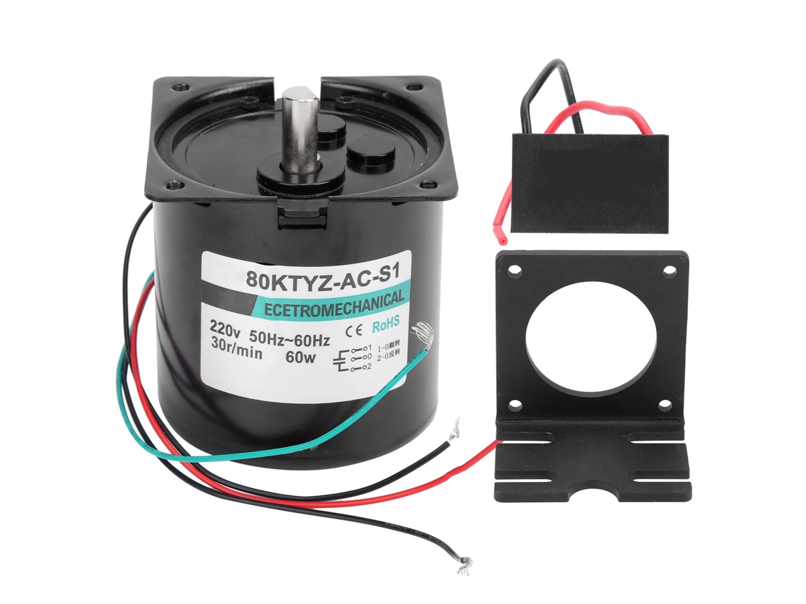 Motor Síncrono De 60 W Xd80ktyz, 30 Rpm, Alto Par, Baja Velocidad, Ac220v, Con Soporte De Capacitancia, Giro En Sentido Horario/antihorario.