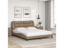 Estructura Cama Sin Colchón Cuero Sintético Capuchino 160x200cm