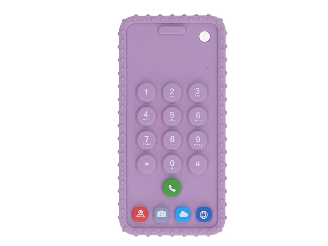 Chupete de silicona con forma de teléfono para bebés, juguete sensorial masticable para bebés.