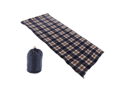 Saco De Dormir Portátil De Forro Polar Cálido Para Adultos, Ideal Para Acampar, Hacer Senderismo Y Escalar. Diseño De Rejilla Azul Marino.