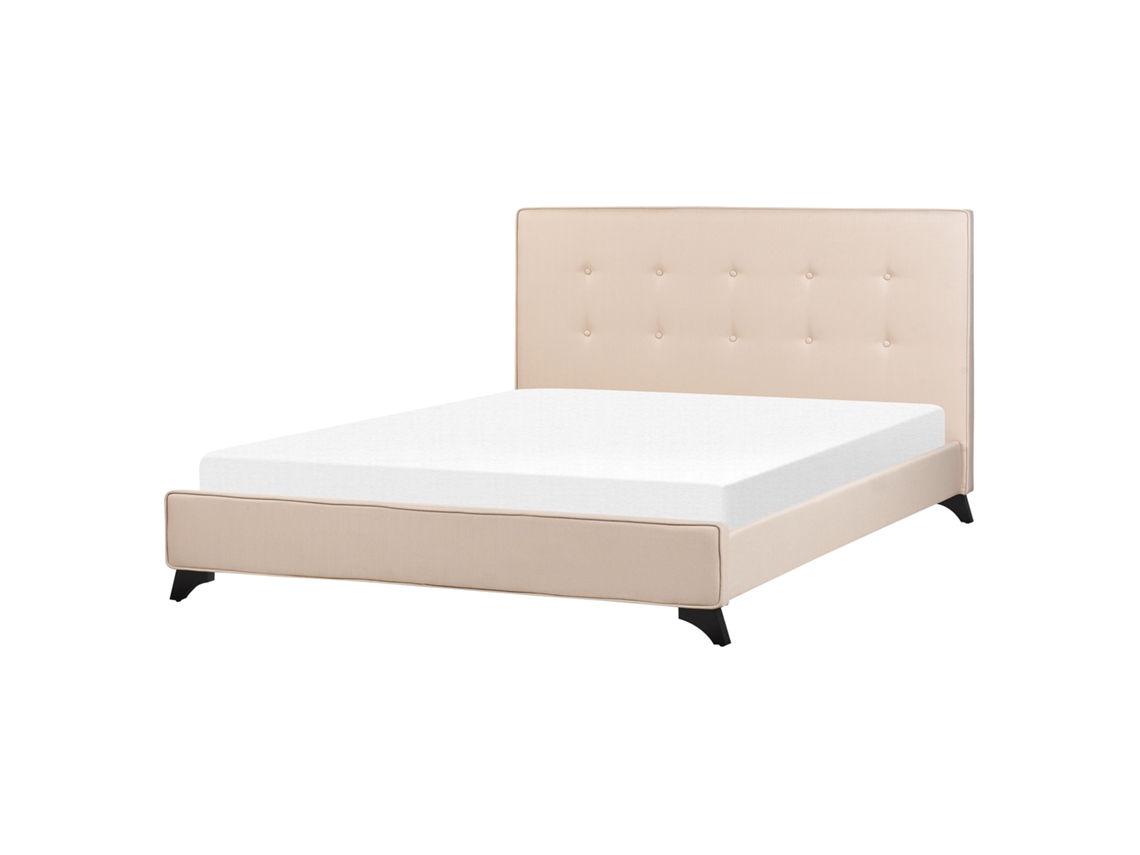 Cama con somier BELIANI Ambassador de Poliéster Beige 172x216x106