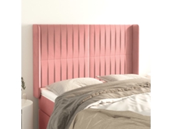 Cabecero Con Orejas De Terciopelo Rosa 147x16x118/128 Cm