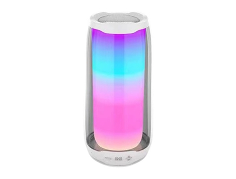 Altavoz Bluetooth Altavoz inalámbrico con luz LED Rgb Altavoz portátil con graves mejorados Blanco BISBISOUS