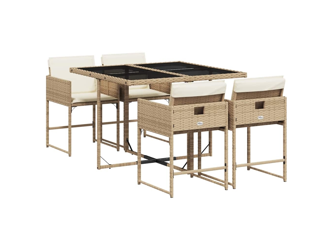 Maison Exclusive - Set Comedor De Jardín 5 Pzas Con Cojines Ratán Sintético Beige