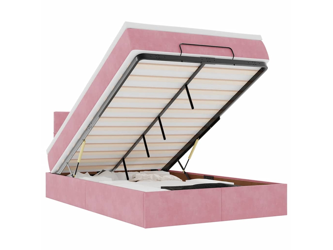 Maison Exclusive - Estructura De Cama Otomana Colchón Terciopelo Rosa 120x200cm