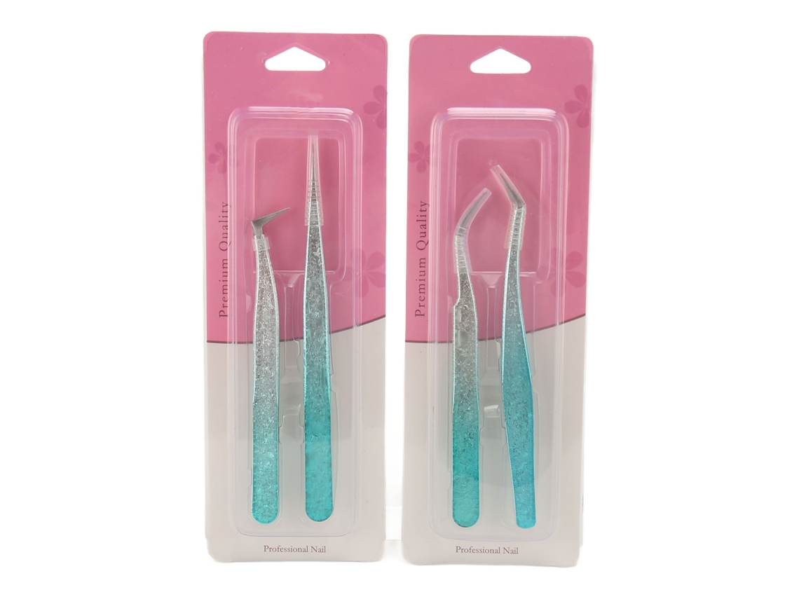Pinzas Para Pestañas Postizas (4 Unidades) Con Punta Recta Y Curva, Ligeras, De Acero Inoxidable, Para Decoración De Uñas, Ideales Para Uso Profesional En Salones De Belleza Y En El Hogar.