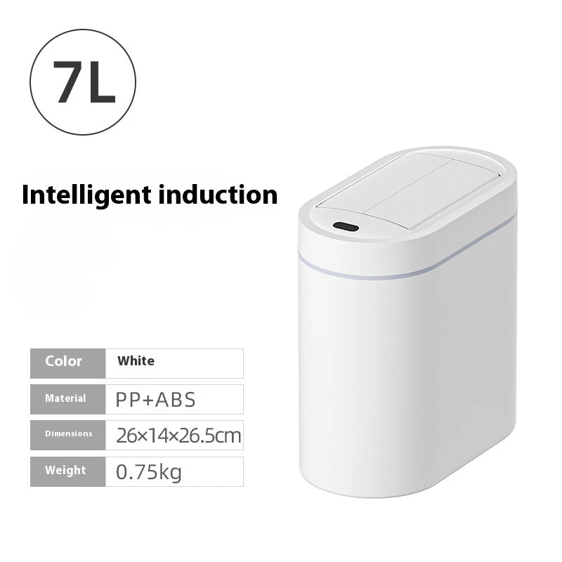 (carga Usb 7l) Bote De Basura Automático Con Sensor Inteligente Y Tapa De Ranura Estrecha Para Montaje En Pared