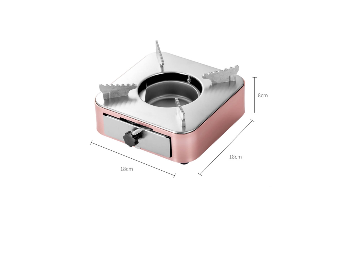 Mini estufa de alcohol portátil de acero inoxidable en oro rosa para acampar