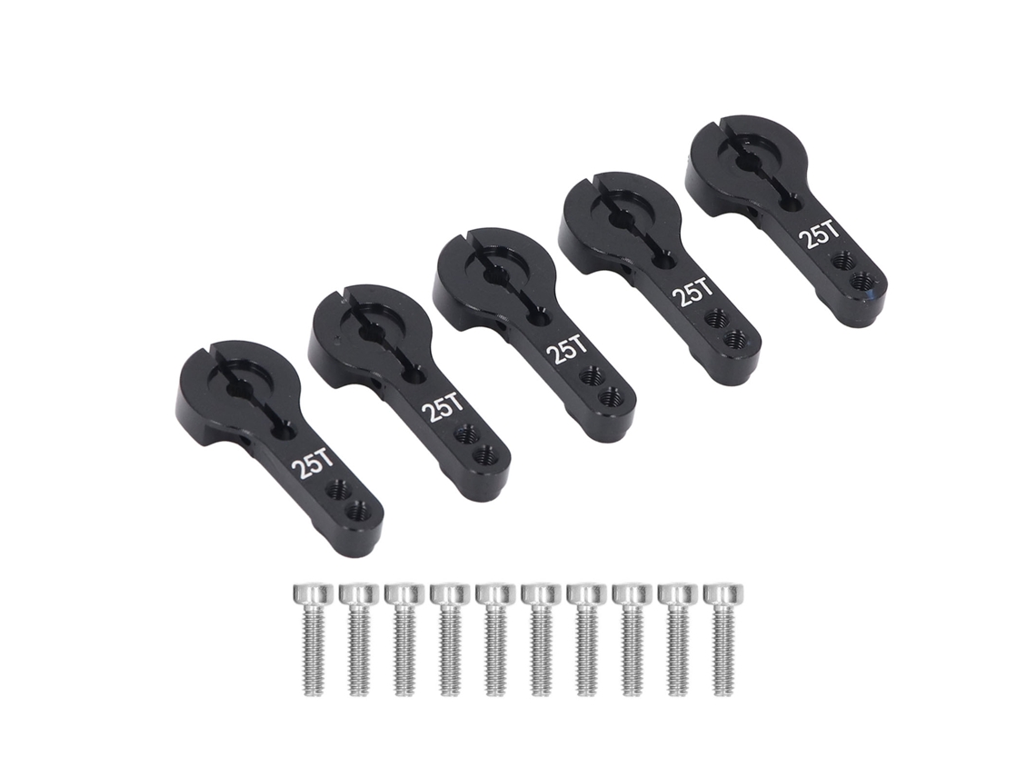 5 Brazos De Servo De Aluminio De 25t Con Rosca M3 De 35 Mm Para Coches, Camiones Y Aviones Rc (negro).