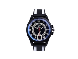 Reloj Deportivo Outdoor Para Hombres De Cuarzo Con Correa De Silicona Blanco Negro