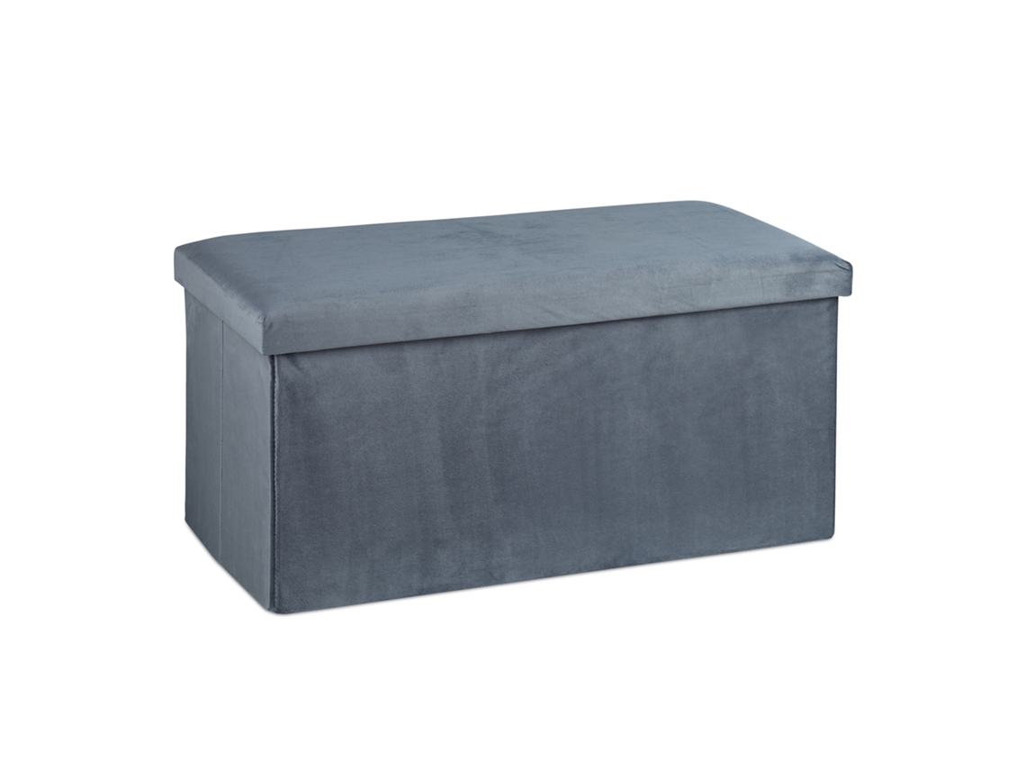 Relaxdays Banco Almacenaje, Funda De Terciopelo, 80 L, Acolchado, Baúl Almacenamiento, 38 X 77 X 39 Cm, Gris Oscuro