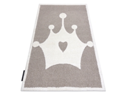 Alfombra Infantil Moderna Joy Crown, Corona Para Niños - Estructura Dos Niveles de Vellón Beige / Crema (120 x 170 cm)