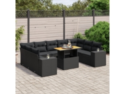 Conjunto de sofás de jardín de 10 piezas DKD Home Decor con cojines de mimbre negros