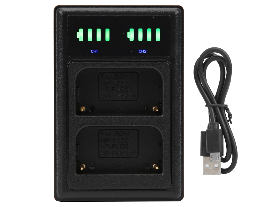 Cargador De Baterías Dual Para Cámara Con Pantalla Lcd, Cargador Doble De Plástico