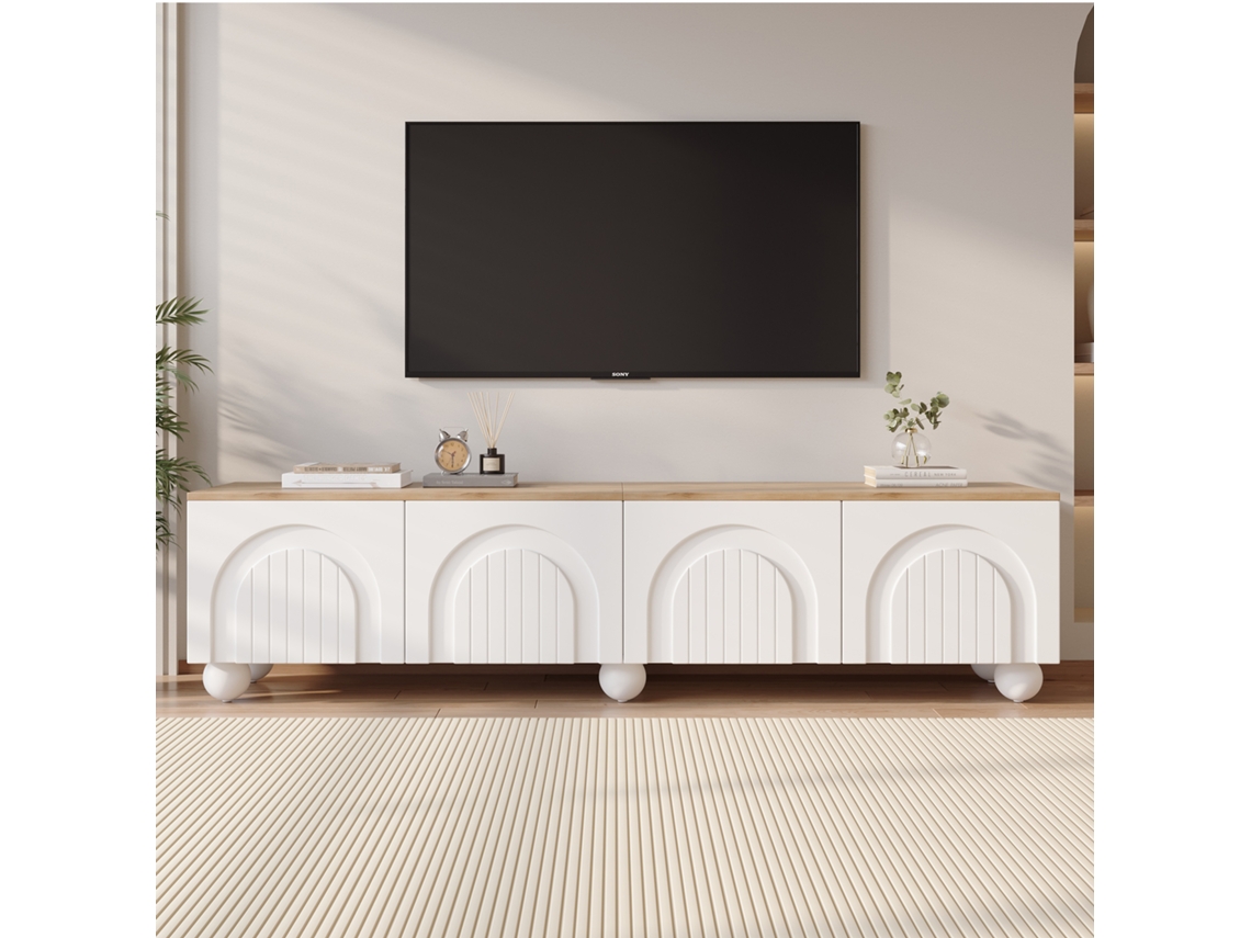 Mueble Para Tv De 180 Cm Con Estantes Y Patas Metálicas Modernas.