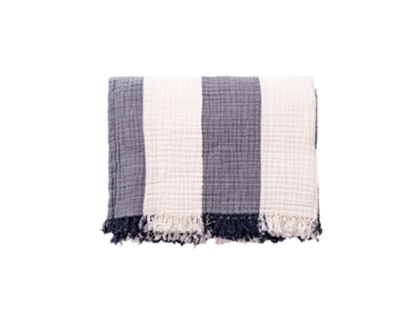 Manta rayas 140x190cm 100% algodón 240GSM navy mediterranean Home SCALPERS