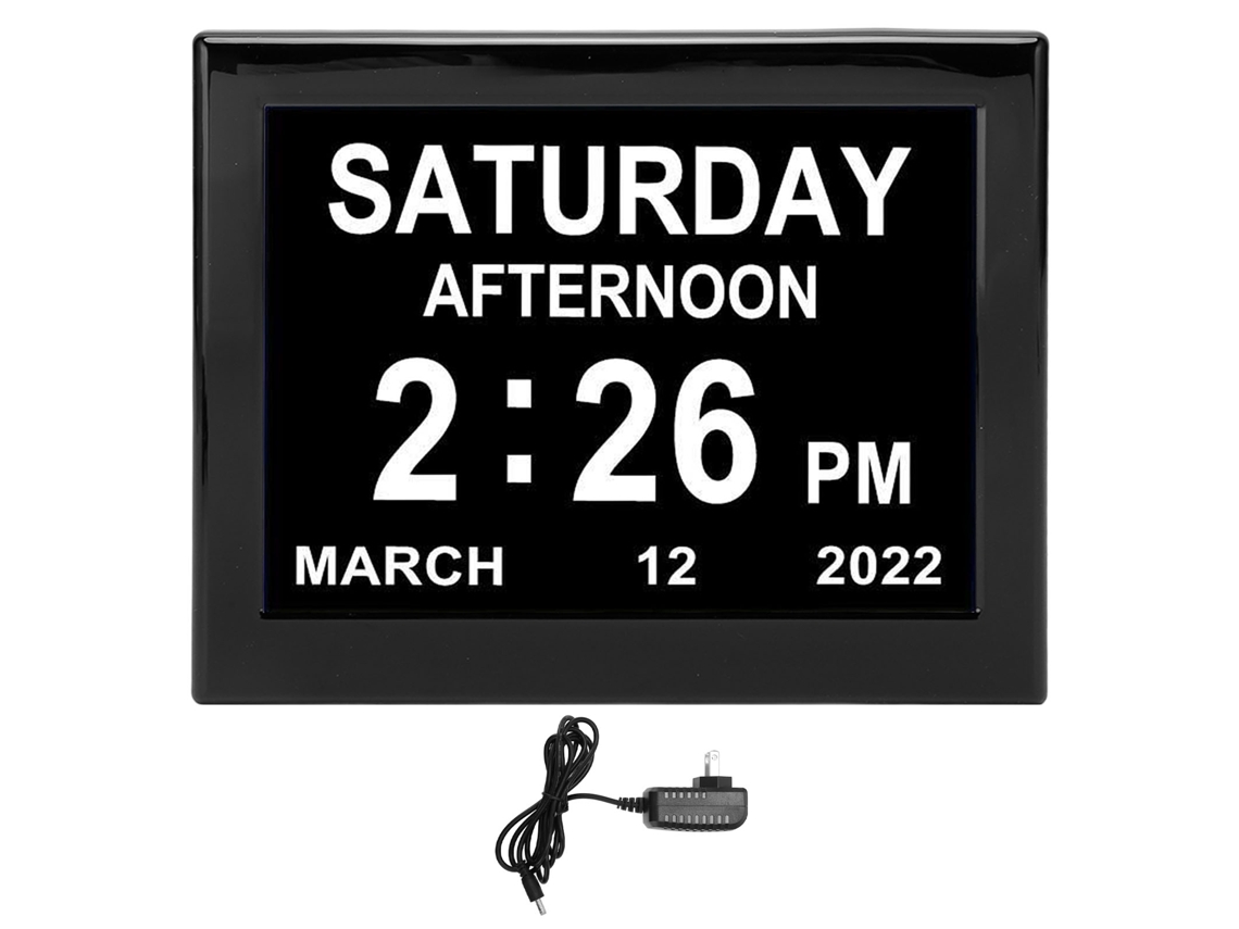 Reloj Digital De 8 Pulgadas Con Calendario Diario, Recordatorios De Medicamentos Y Alarmas, Enchufe Estadounidense.