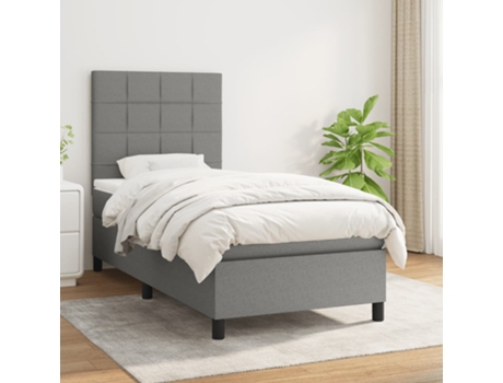 Cama con somier VIDAXL (Gris - Tela - 203 x 90 x 128 cm)