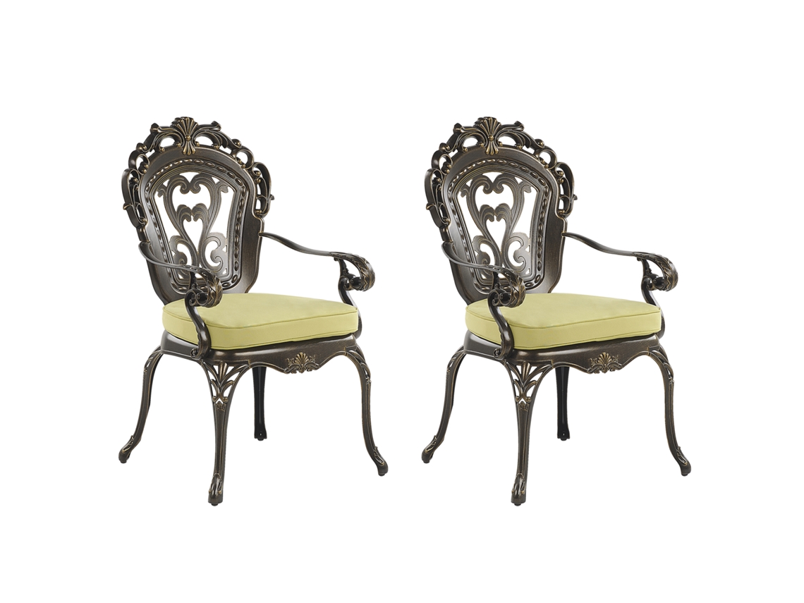 Conjunto de 2 sillas con cojines BELIANI Sapri de Aluminio Marrón 69x55x97