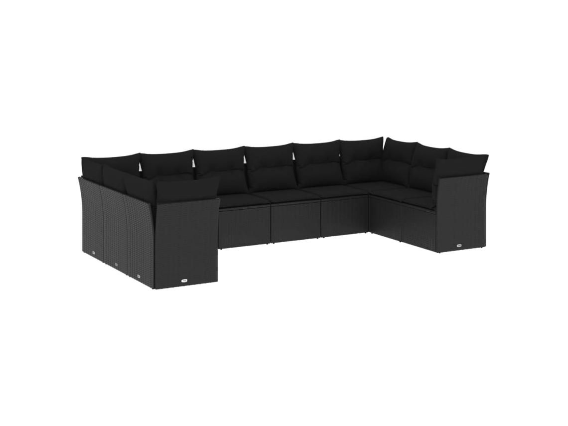 Maison Exclusive - Set De Sofás De Jardín 10 Pzas Cojines Ratán Sintético Negro