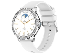 Reloj inteligente Yunzii I58 con llamadas Bluetooth, asistente de voz IA, resistente al agua y acabado gris plateado.