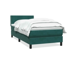 Maison Exclusive - Cama Box Spring Con Colchón Terciopelo Verde Oscuro 80x220 Cm