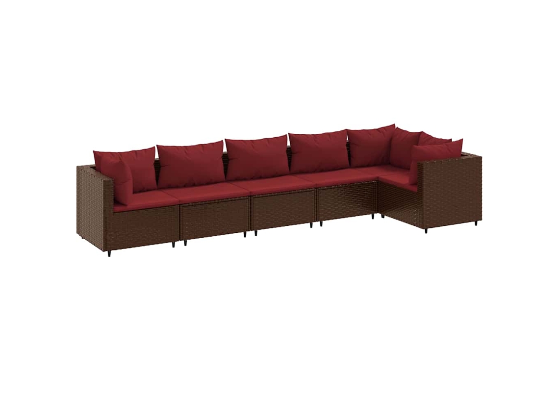 Maison Exclusive - Set Muebles De Jardín 6 Piezas Y Cojines Ratán Sintético Marrón