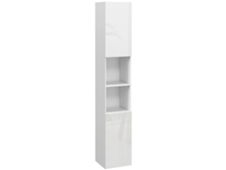 Mueble Columna De Baño Con 2 Armarios Con Estantes Ajustables + 2 Nichos, 30 X 30 X 181,5 Cm, Blanco