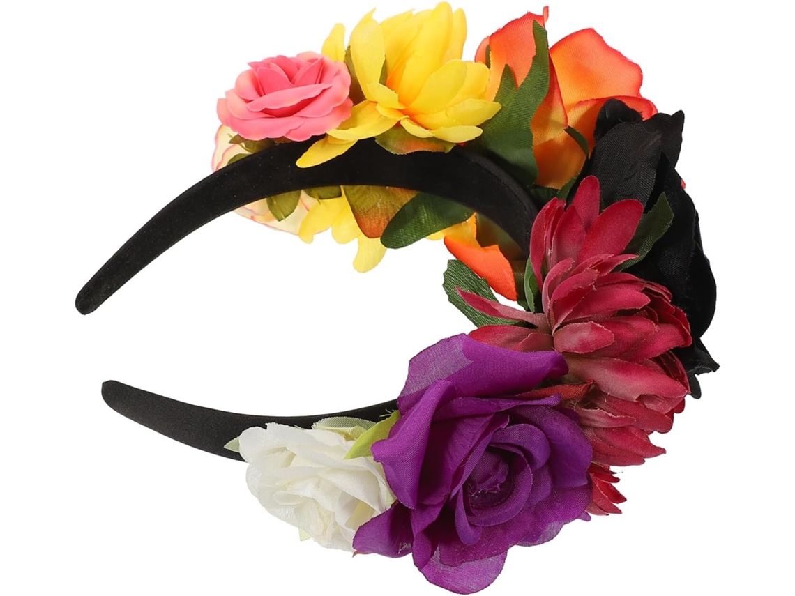Bandeau À Fleurs Para Fête Halloween Y Cosplay, Cuelloronne De Roses Artificielles Noir Y Orange
