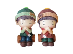 Pareja de muñecas de resina para decoración del hogar - Regalo especial