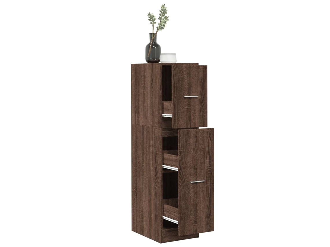 Armario Botiquín Madera Ingeniería Marrón Roble 30x41x118 Cm