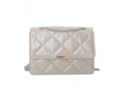 Bolso bandolera cuadrado de piel, bolso de hombro con cadena, bolso mensajero con solapa, blanco