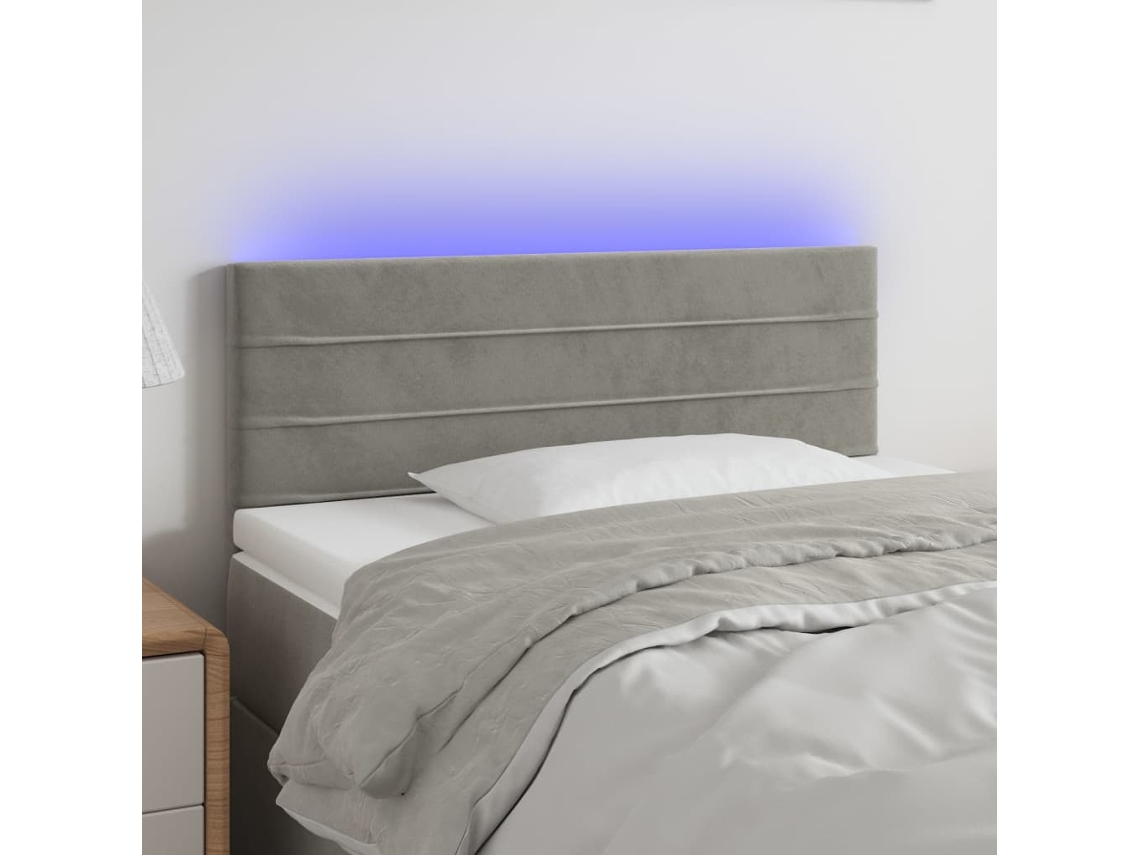 Cabecero De Cama | Panel De Cabecero Con Led De Terciopelo Gris Claro 80x5x78/88 Cm