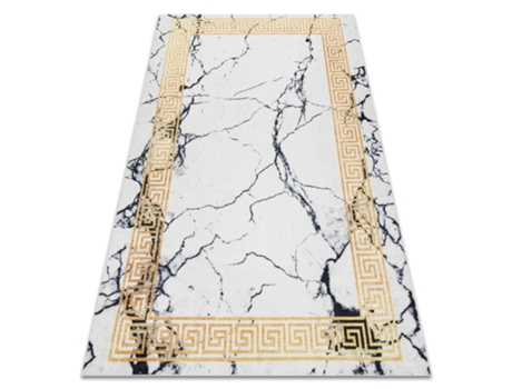 Alfombra Lavable Andre 1126 Mármol, Griego Antideslizante - Blanco / Oro (160 x 220 cm)