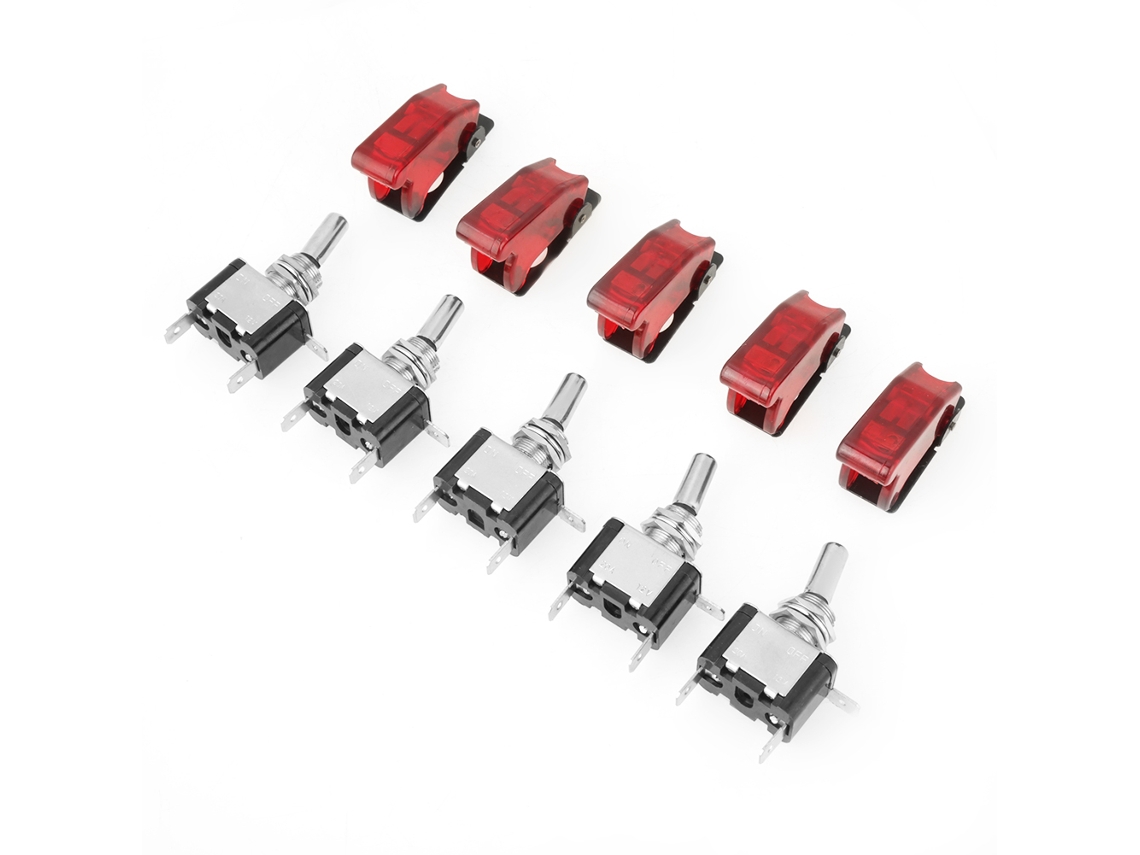 5 Piezas Conjunto Interruptor De Palanca Led 20a 12v Con Tapa Para Coche/bote (rojo)