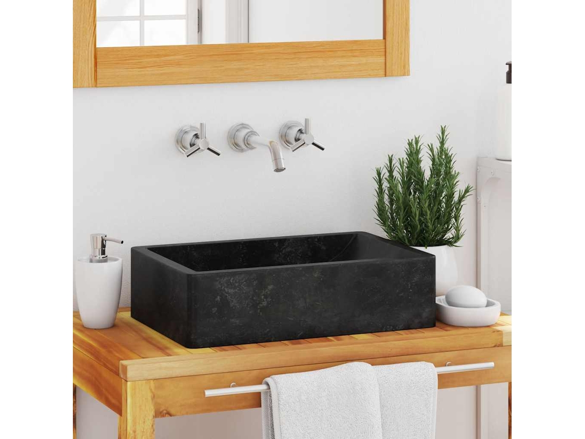 Lavabo 45x30x12 cm Mármol Negro Brillo DKD HOME DECOR