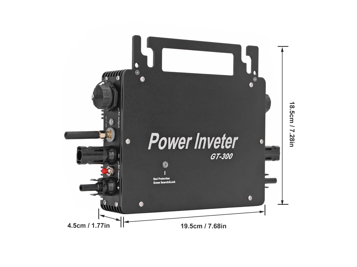Microinversor solar monofásico de 300 W conectado a la red con control Wi-Fi (CC a CA)