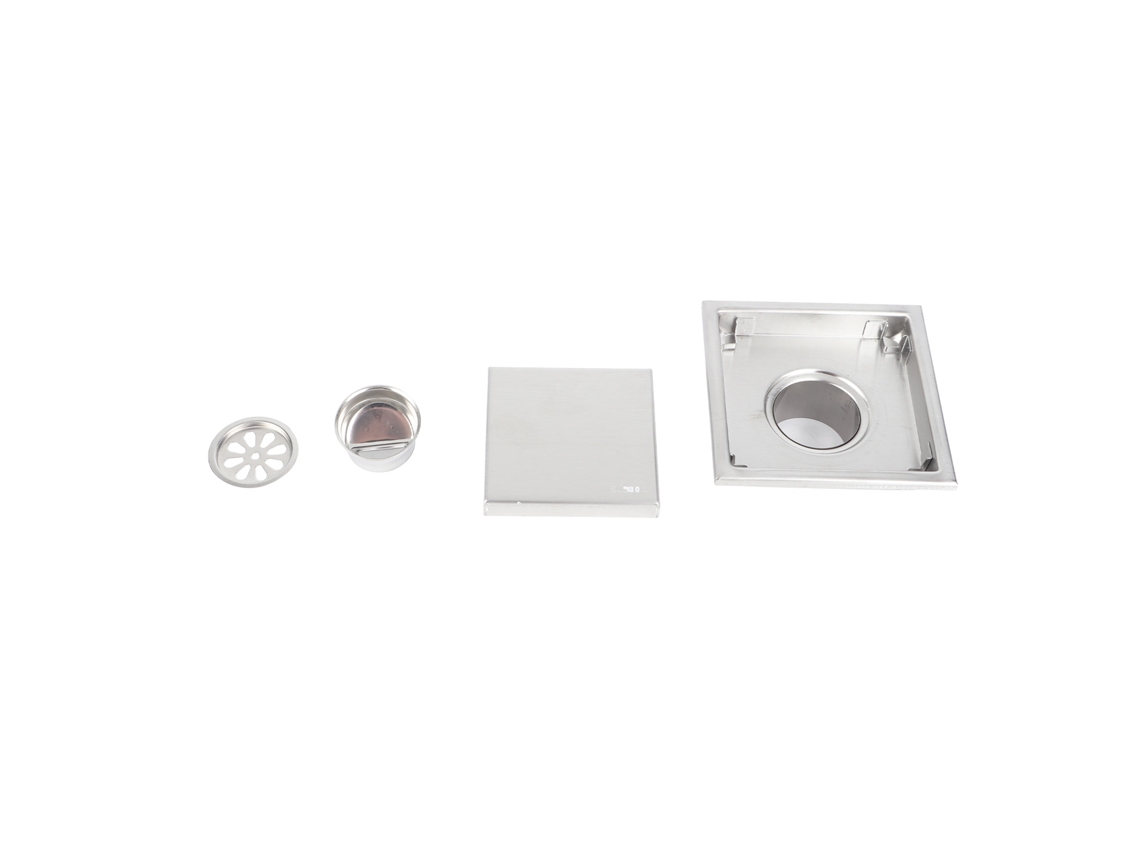 Desagüe de suelo de acero inoxidable antiolor blanco de 11 x 11 cm para baño